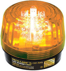 SECO-LARM amber LED strobe light with built-in siren and black base for security alerts