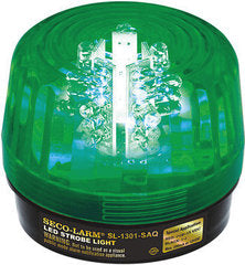 SECO-LARM green LED strobe light with built-in siren and clear dome housing for security applications