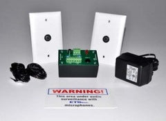 ETS SM5-M2 Zone Expander Microphone Kit with white microphone units, green circuit board, black cables, and power adapter Main image