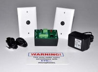 ETS SM5-M2 Zone Expander Microphone Kit with white microphone units, green circuit board, black cables, and power adapter