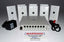 ETS Zone Audio Surveillance Kit with 8 white speakers, central control hub, black microphone, power adapter, and warning lab…