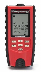 PT-T130 VDV MapMaster 3.0 Cable Tester with red and black casing, digital display screen, and control buttons for network ca…