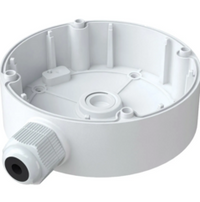 White cylindrical junction box with cable management port for Transcendent vandal dome cameras