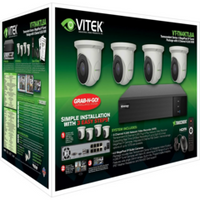 VITEK 8-channel 4MP IP PoE NVR security system with 4 turret cameras, 2TB storage, and retail packaging