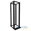 4POST-45U adjustable open frame network rack with black steel construction, featuring dual vertical rails and mounting holes…