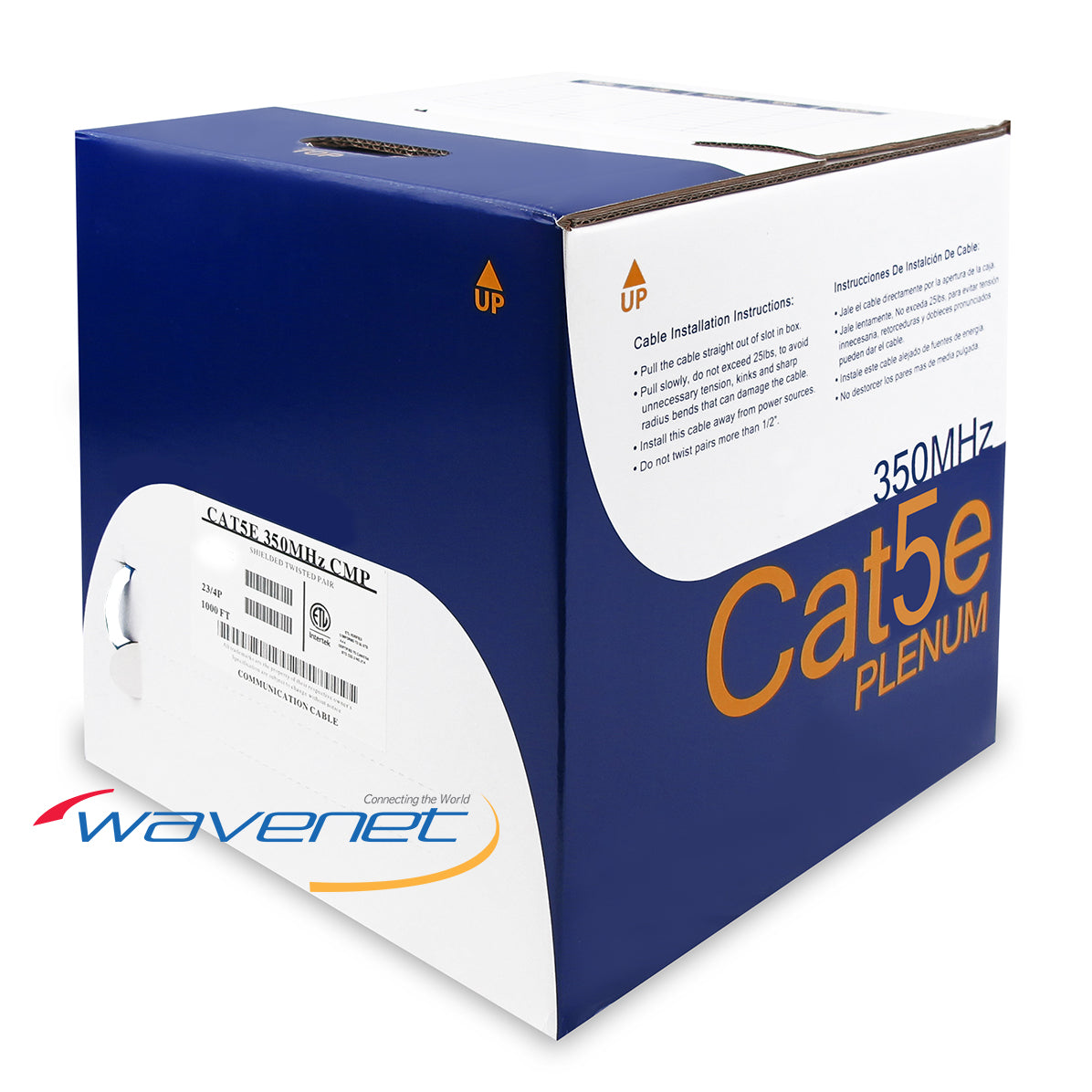 Wavenet Cat5e 350MHz FTP Plenum CMP shielded networking cable 1000ft spool in white