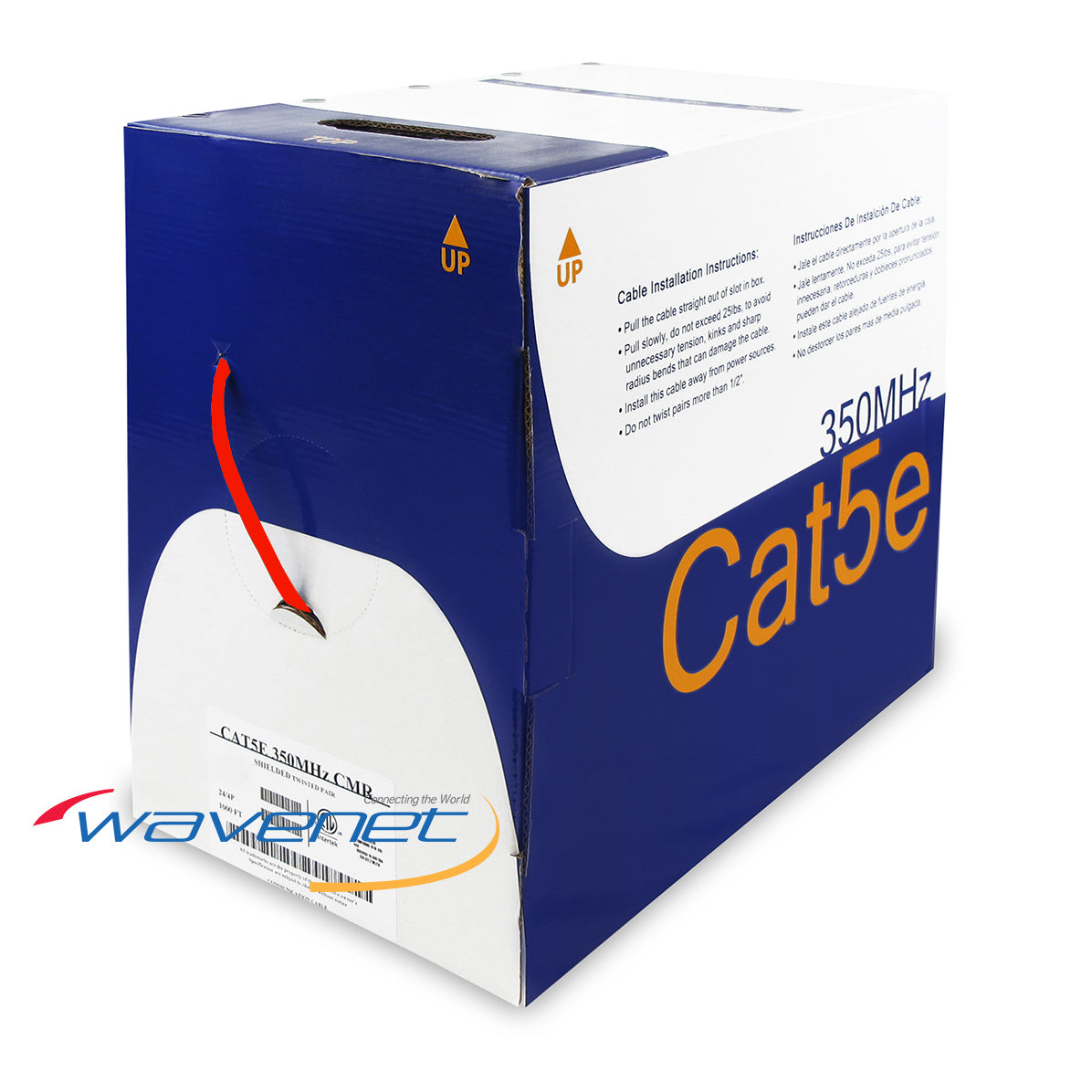 Wavenet Cat5e 350MHz FTP Riser CMR shielded network cable spool in red, 1000ft bulk cabling