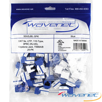 Wavenet Cat5e blue keystone jacks 25-pack with RJ-45 connectors for structured cabling installations