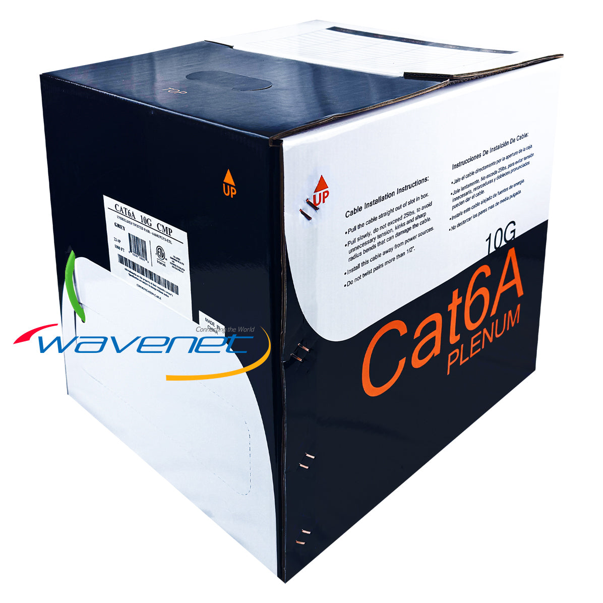 Wavenet Cat6A Plenum cable box 1000ft green - 10G network cabling supplies