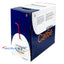 Wavenet Cat6 600MHz UTP Riser CMR cable 1000ft red bulk box with product label and installation instructions visible