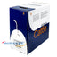 Wavenet Cat6e 600MHz CMR rated networking cable 1000ft box in white with product label and installation instructions visible