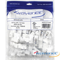 Wavenet Cat6 SDJ Series 90-Degree Keystone Jack - 25 Pack - White