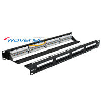 Wavenet Cat6 24-port patch panel 1U with numbered ports and cable management system for network rack installation