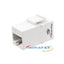 White Cat6 keystone RJ-45 feed-through coupler with Wavenet branding and shielded connector port