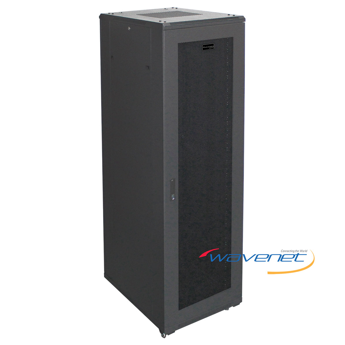Wavenet 42U black floor-standing server rack cabinet with 32-inch depth and perforated front and rear doors for cable manage… Main image
