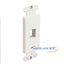 White Decora style 1-port network insert plate with mounting brackets for structured cabling installations