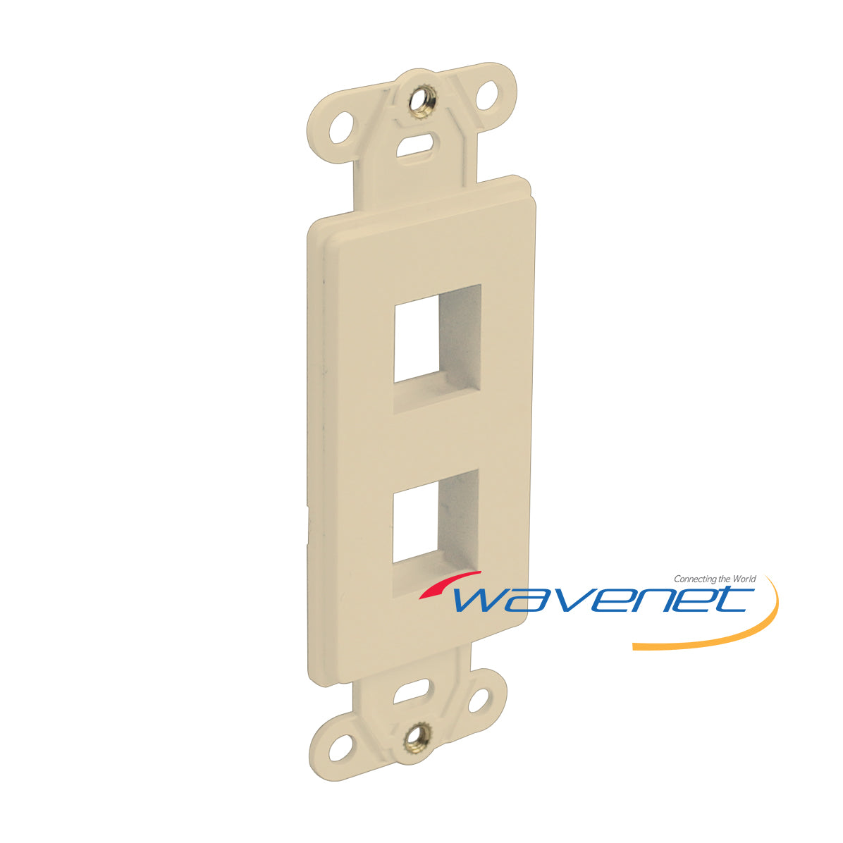 Wavenet 2 port Decora style insert in ivory with mounting brackets and cable openings Main image