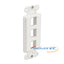 White 3-port Decora style wall plate insert with mounting brackets for structured cabling installations