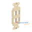 Ivory 4-port Decora style network insert with mounting flanges and two rectangular openings for structured cabling