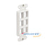 White 6-port Decora style insert plate for structured cabling and network installations