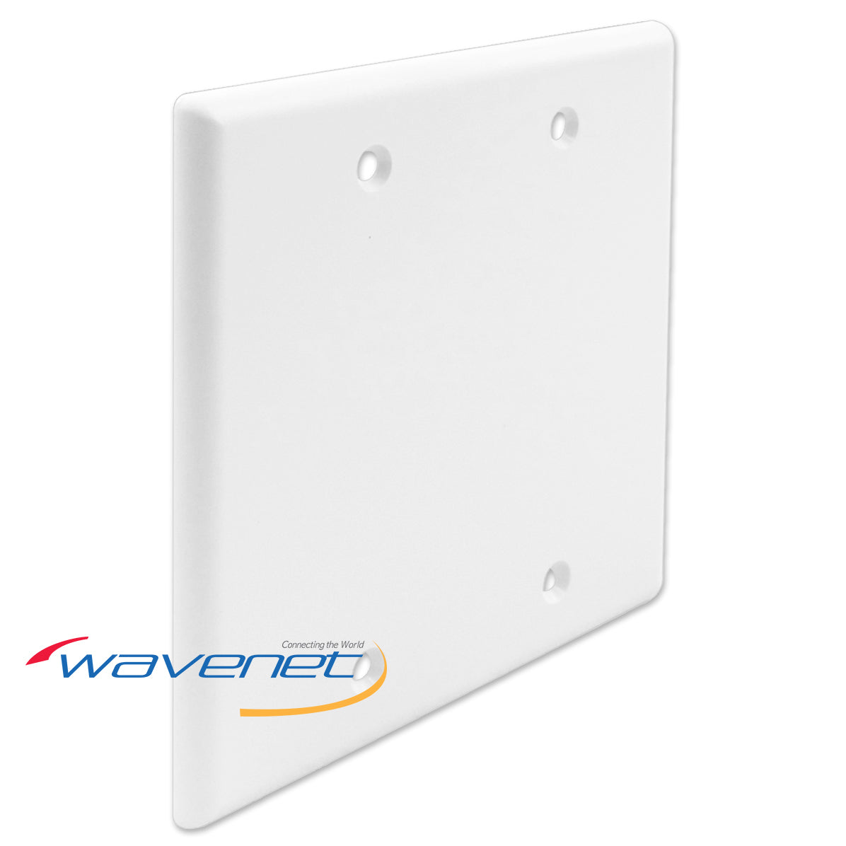 White blank double gang flush style faceplate with mounting holes for network cabling installations Main image