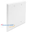 White blank double gang flush style faceplate with mounting holes for network cabling installations