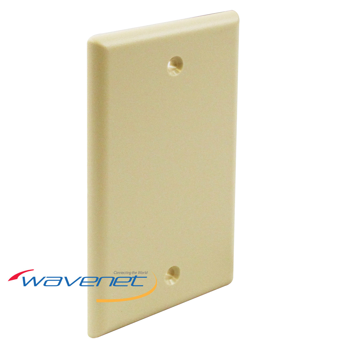 Wavenet ivory blank single gang flush style wall plate with two mounting holes for structured cabling installations