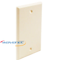Almond single gang blank flush style wall plate with two screw holes for structured cabling installations
