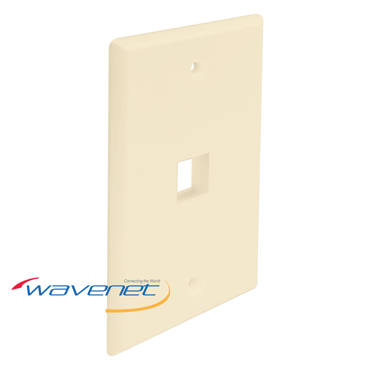 Almond 1-port single gang flush style wall plate for network cabling with mounting hole Main image