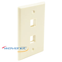 Almond 2-port single gang flush style network faceplate by Wavenet for structured cabling installations