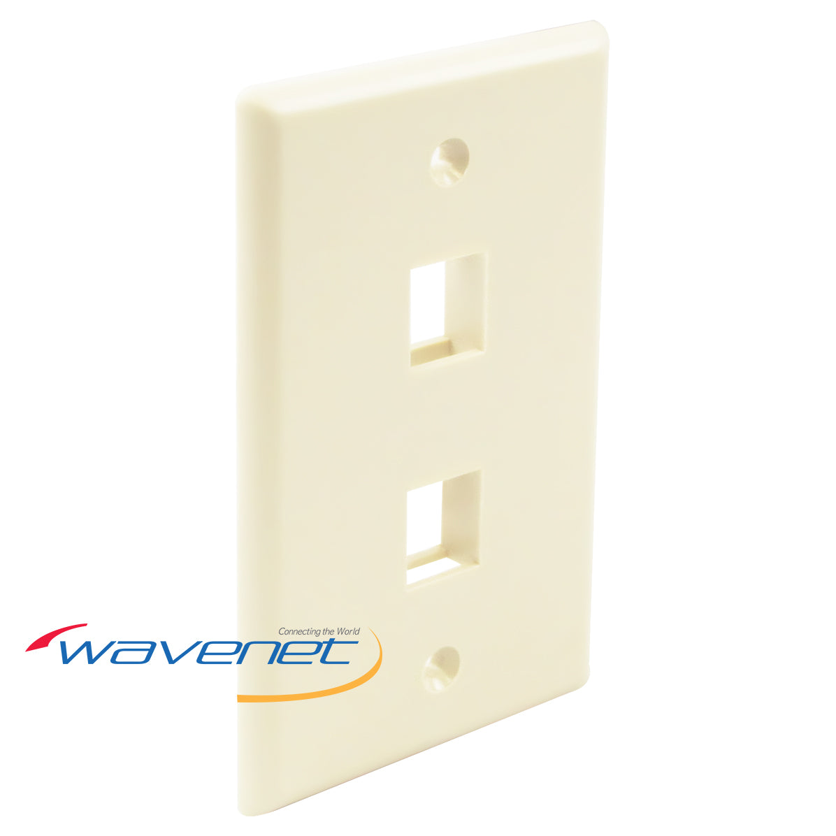 Almond 2-port single gang flush style network faceplate by Wavenet for structured cabling installations