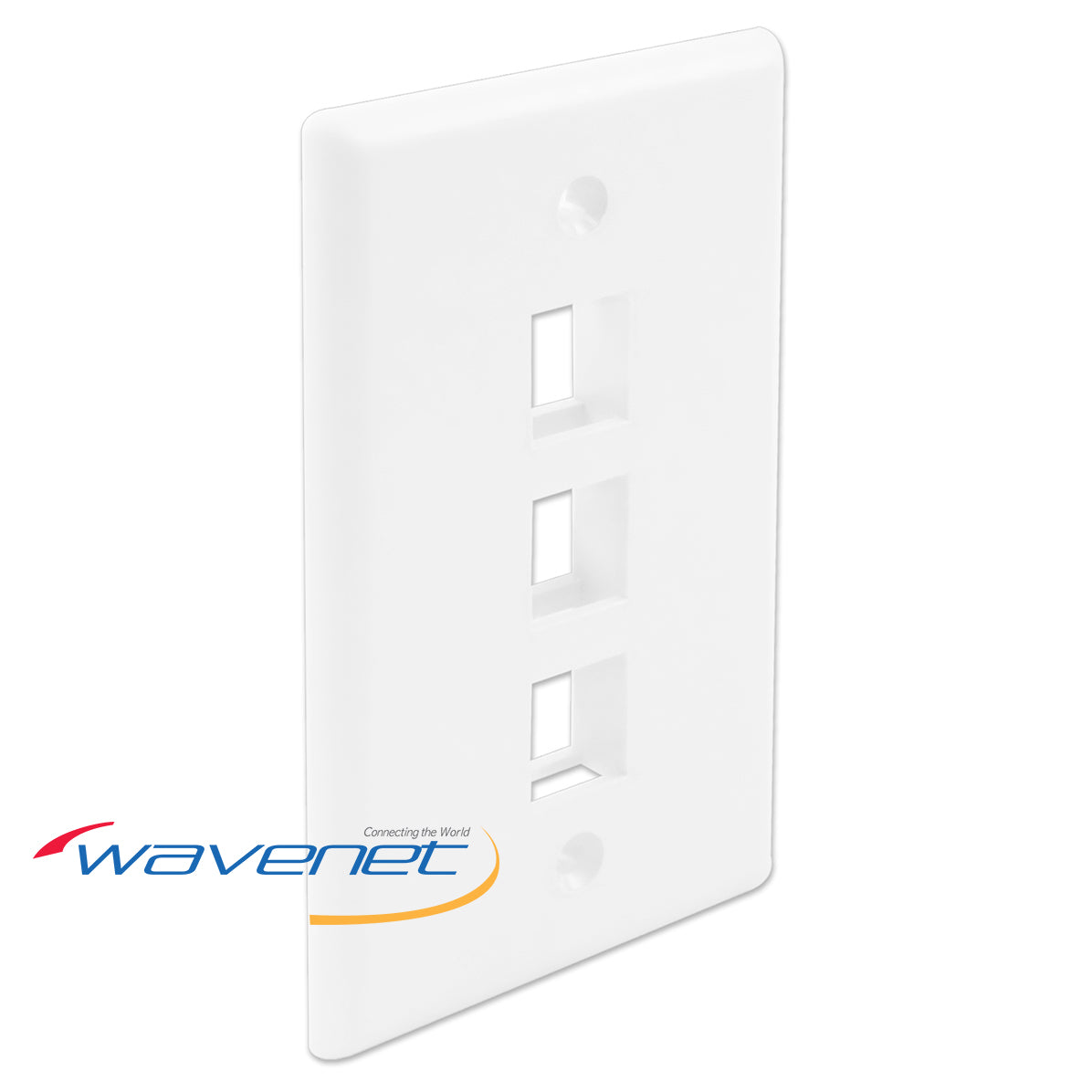 Wavenet 3 port single gang flush style white faceplate for structured cabling network installations