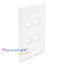 White flush style single gang faceplate with four rectangular port openings for network cabling installation