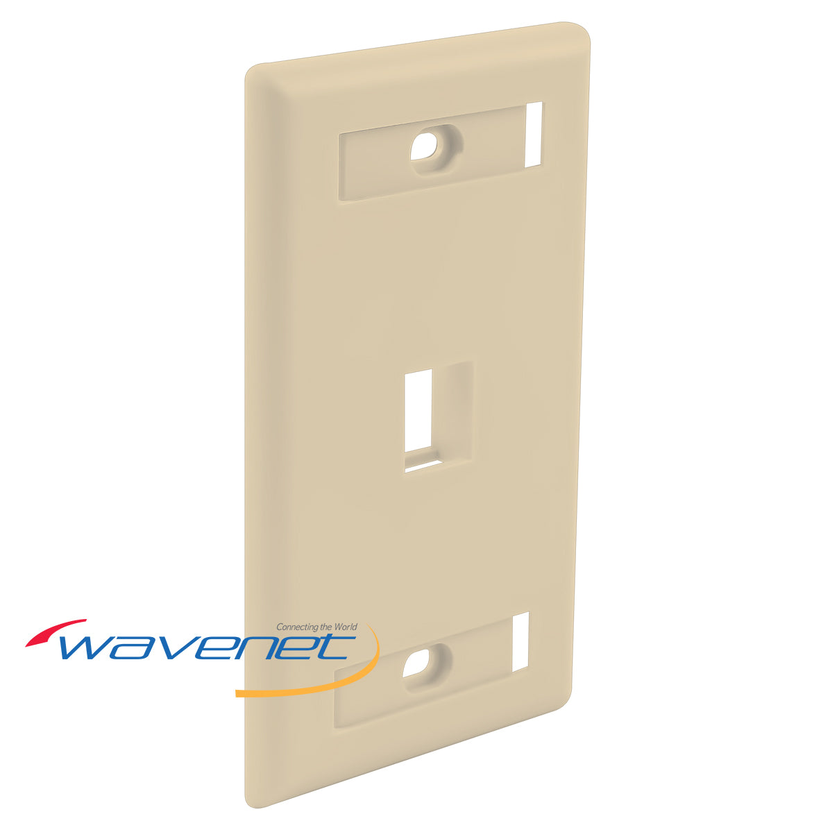 Ivory 1-port single-gang flush style faceplate with ID window cutout for network cabling installations