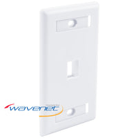 White 1-port flush style wall plate with ID windows for network cabling installations