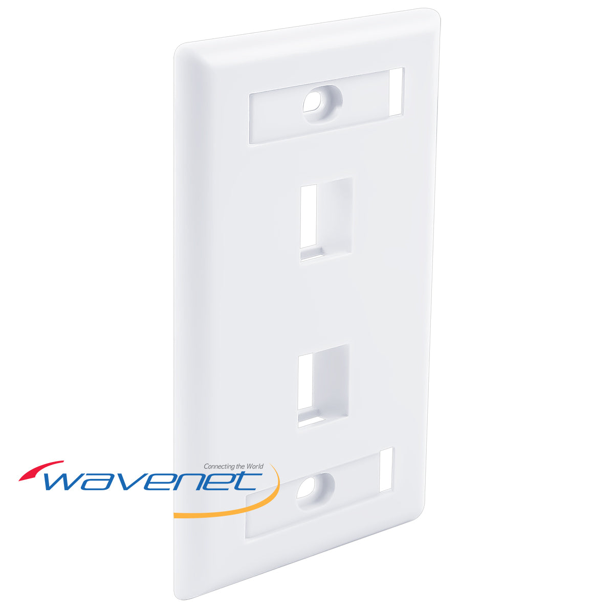 White 2-port single-gang flush faceplate with ID windows for structured cabling installations