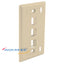 Ivory 3-port single-gang flush style faceplate with ID windows and mounting holes for network cabling installation