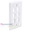 White 6-port single-gang flush style faceplate with ID windows for network cabling installations