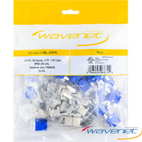 Wavenet Cat6 HD Series blue keystone jacks 25-pack with RJ-45 connectors and Keystone Jack T568A/B compatibility
