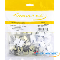 25-pack of white Cat6A Keystone Jacks by Wavenet with RJ-45 connectors for structured cabling installations