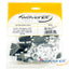 25-pack of black Cat6 HD Series Keystone Jacks with RJ-45 connectors and white strain relief boots