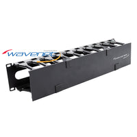 Wavenet MDH Series 2U high-density metal cable manager with multiple cable routing slots and mounting bracket for server rac…