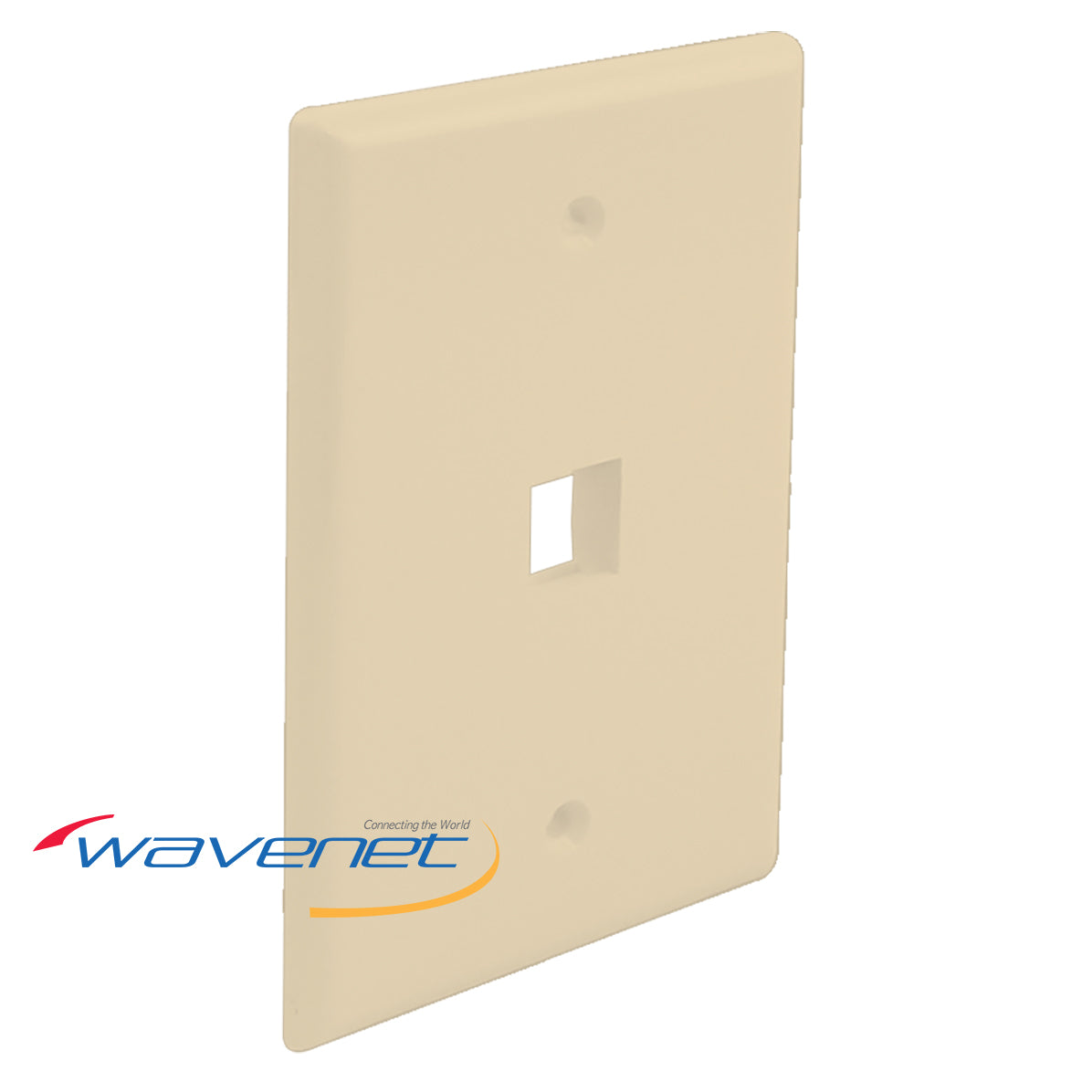 Ivory colored oversized single-gang network faceplate with one rectangular port opening for structured cabling installations Main image