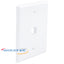 White oversized single-gang faceplate with one port cutout and mounting holes for network cabling installations