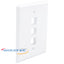 White 3-port oversized single-gang network faceplate with three square openings for structured cabling connectivity