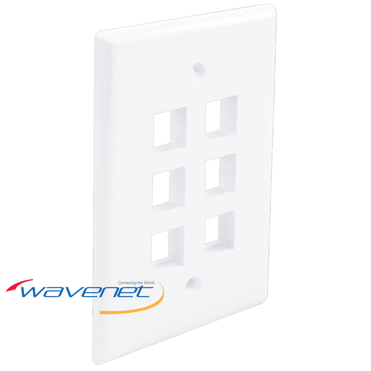 White 6-port oversized single-gang faceplate for structured cabling and network installations Main image