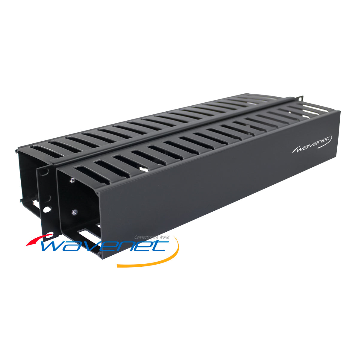 Wavenet PDH double-sided 2U cable manager with dual horizontal cable routing trays for server rack organization Main image