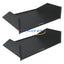 Two black 3U 15-inch single-sided rack shelves with mounting brackets shown in isometric view