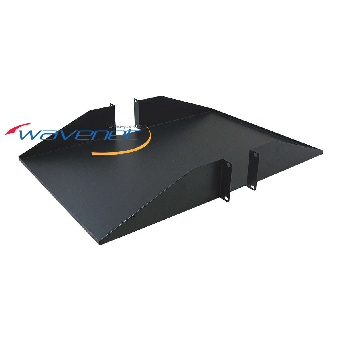 Black 25-inch deep double-sided solid 2U rack shelf with mounting brackets for server cabinet organization