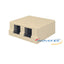 Ivory 2-port surface mount box with black cable ports for network cabling installation